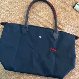 NWOT Longchamp Le Pliage bag navy white